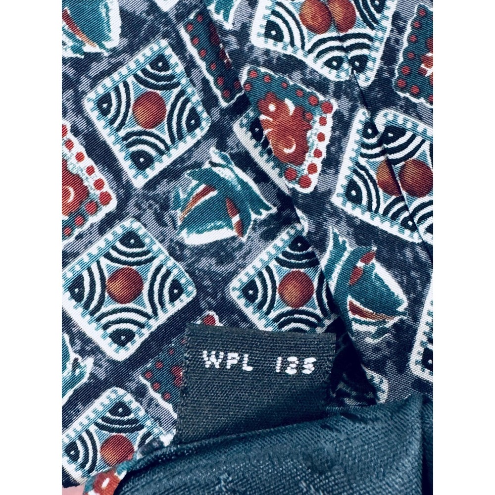Christian Dior Monsieur Silk Necktie Blue Green Red Geometric Designer Vintage - Picture 11 of 11